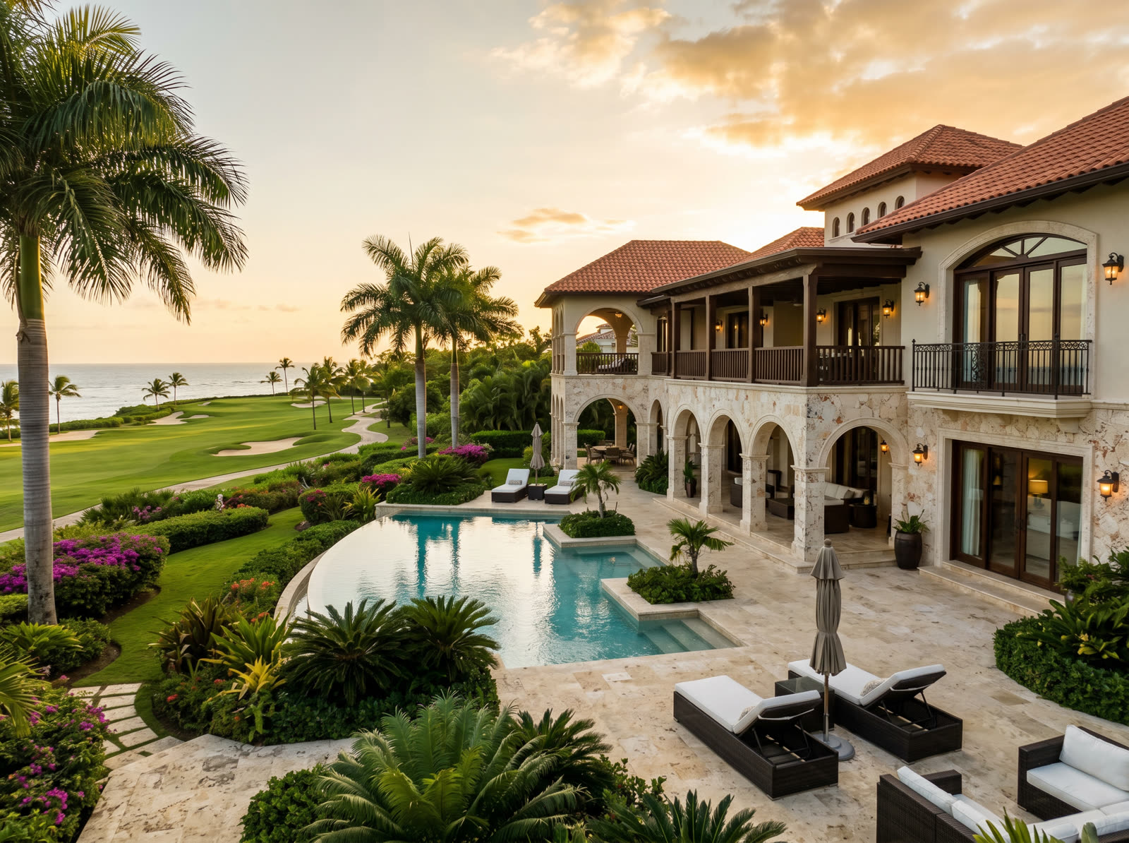 Elegant estate villa in Casa de Campo with pool and golf course view