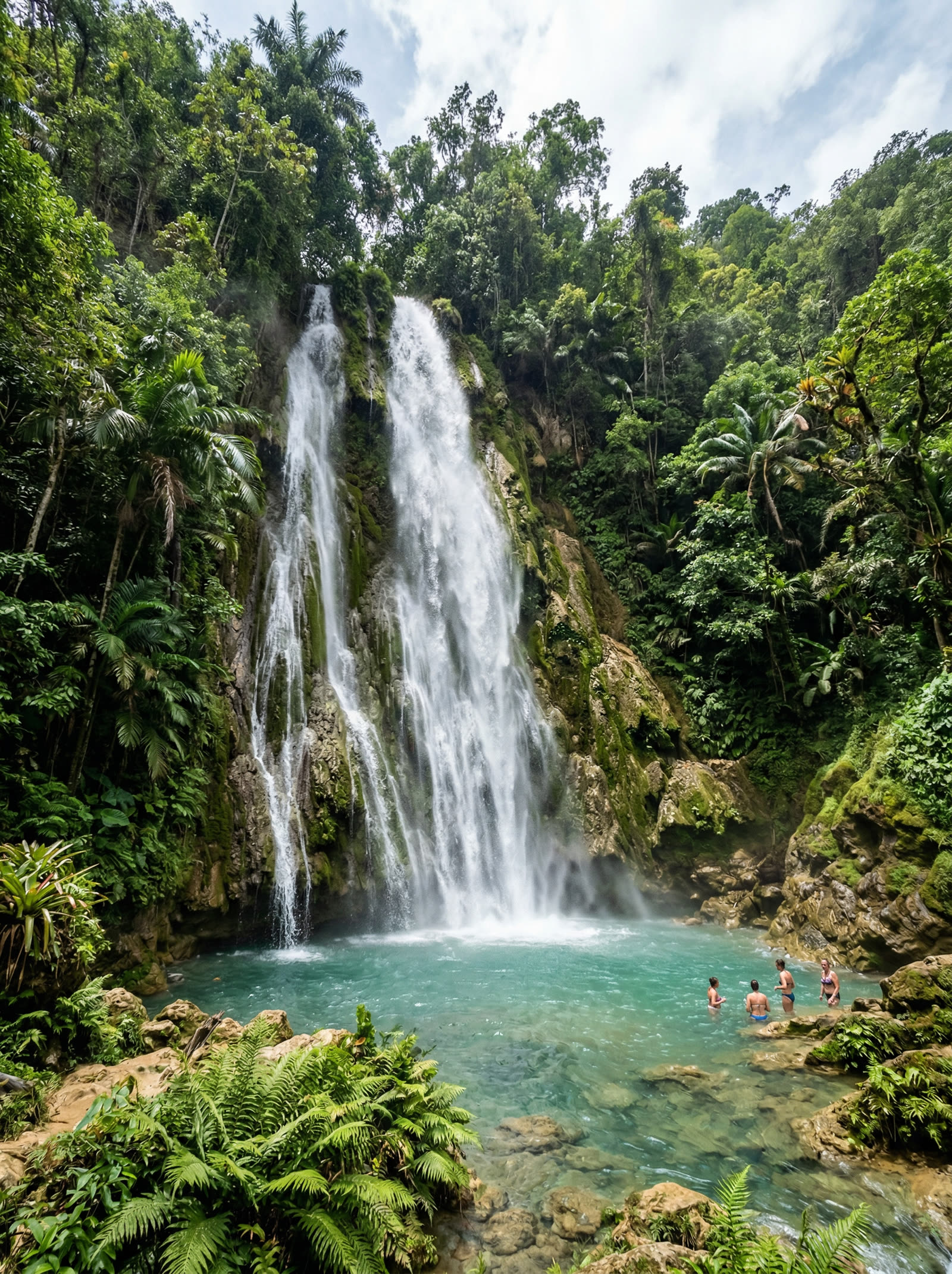 El Limón waterfall thundering 50 meters in the Samaná mountains of the Dominican Republic