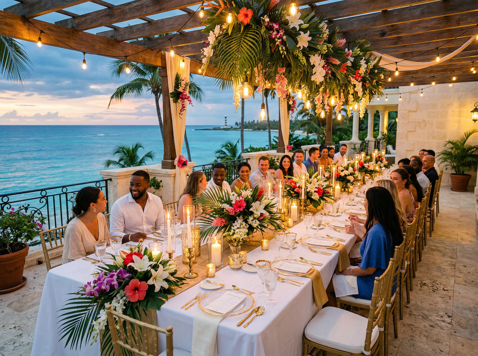 Bespoke celebration event setup at a luxury villa in the Dominican Republic