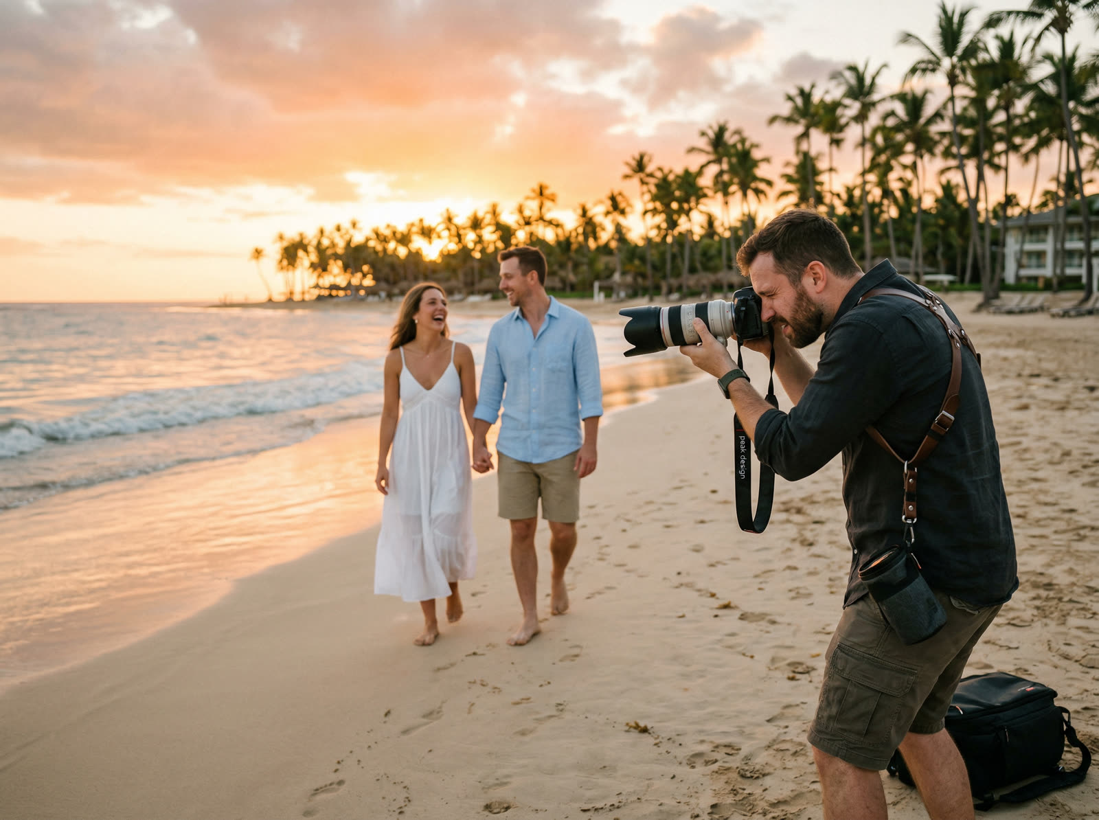 World-class photographer capturing a luxury Caribbean villa vacation moment