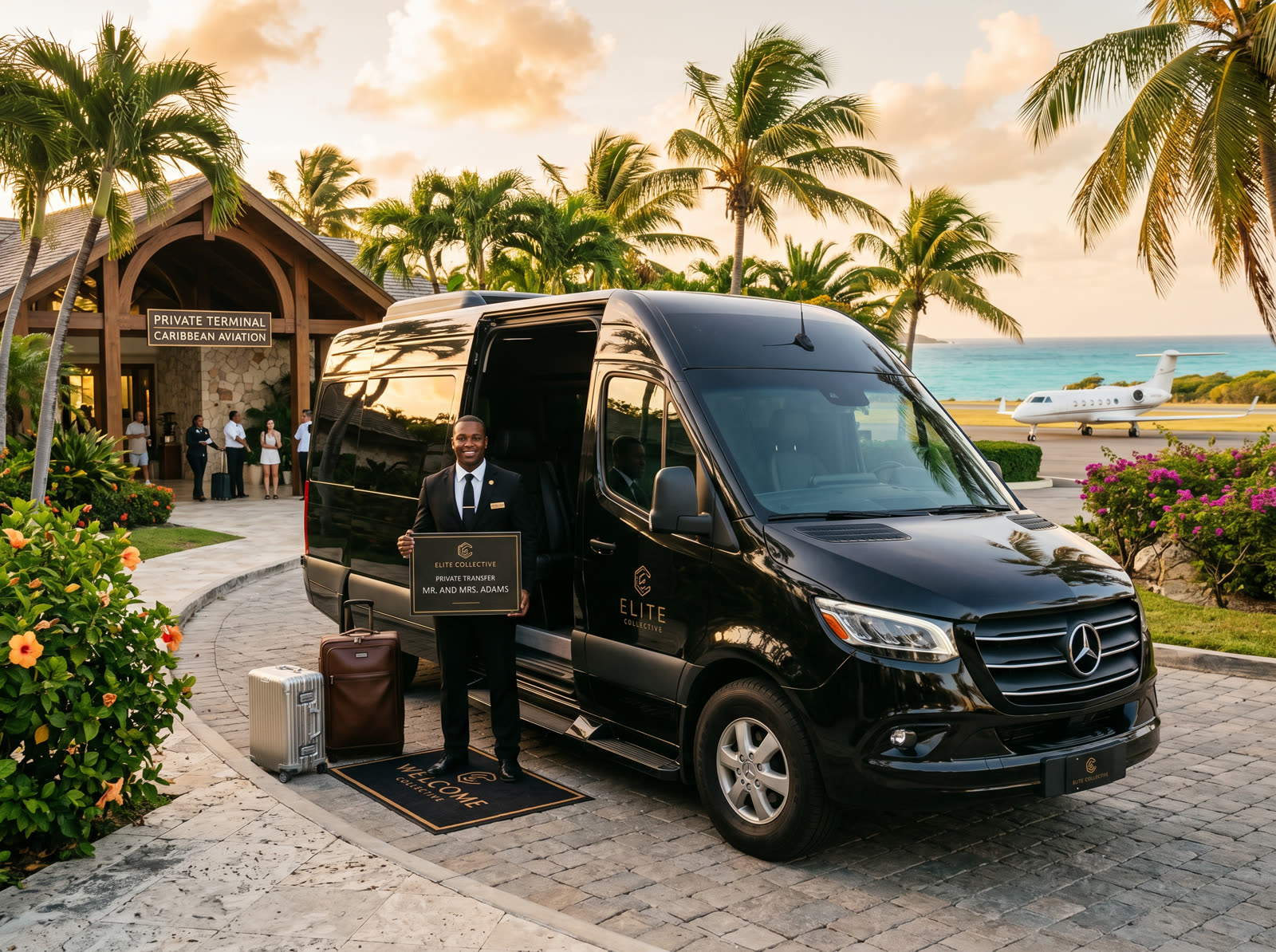 Black Mercedes Sprinter luxury airport transfer in the Dominican Republic