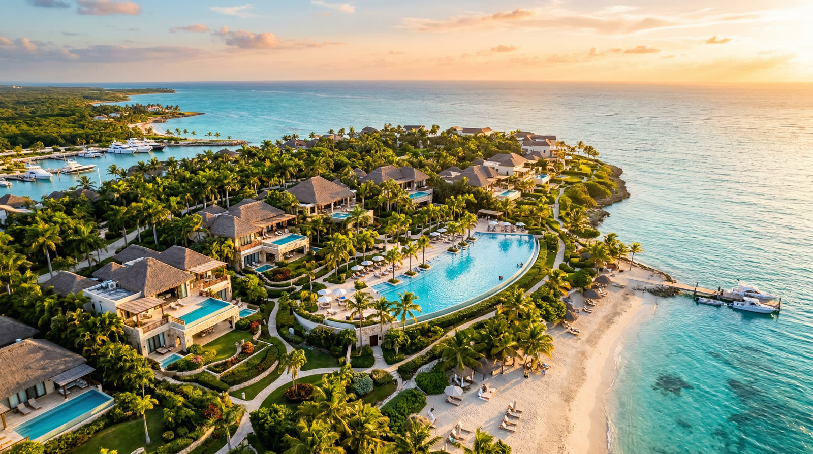 Aerial view of luxury villas in the Dominican Republic